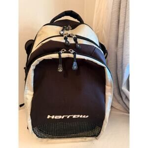 Harrow Elite Backpack Black/Silver 3 large zipper compartments bottle holder
